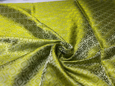 Silk Brocade fabric 44" self geometric  jacquard available in 4 colors pink ,olive , white ivory and lilac BRO1051