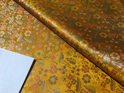 Silk Brocade  fabric~  44" wide FLORAL  jacquard available in 3 colors light olive ,mango and nude beige BRO999