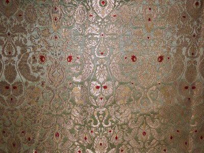 Brocade Heavy KING KHAB  Fabric  with white gold jacquard 44" wide available in 2 colors mint and silver blue BRO1077