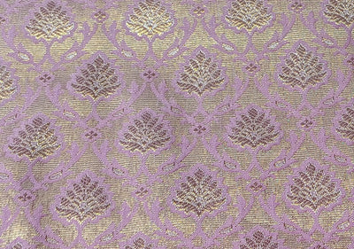 Silk Brocade fabric with leaf  jacquard available in 3 colors PINK,IVORY AND YELLOW BRO991A