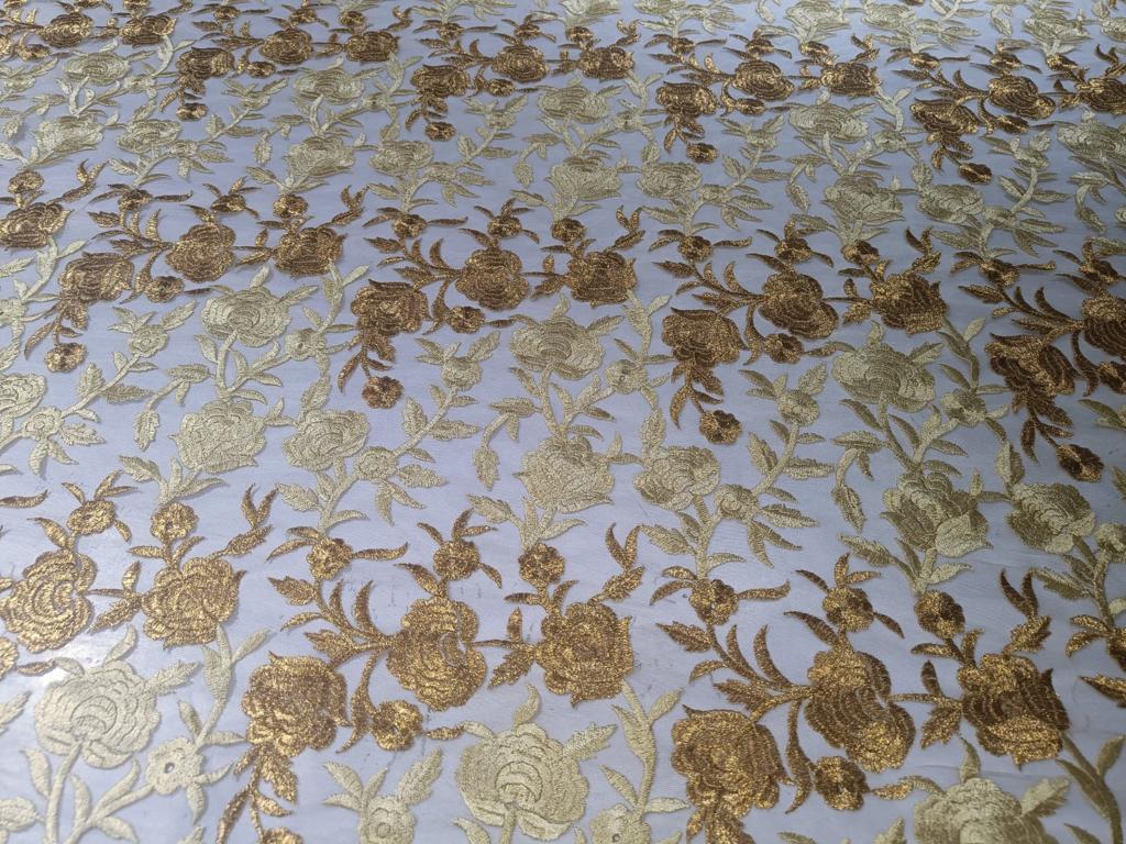 NET LACE GOLD JACQUARD  FABRIC 58" WIDE [15145]
