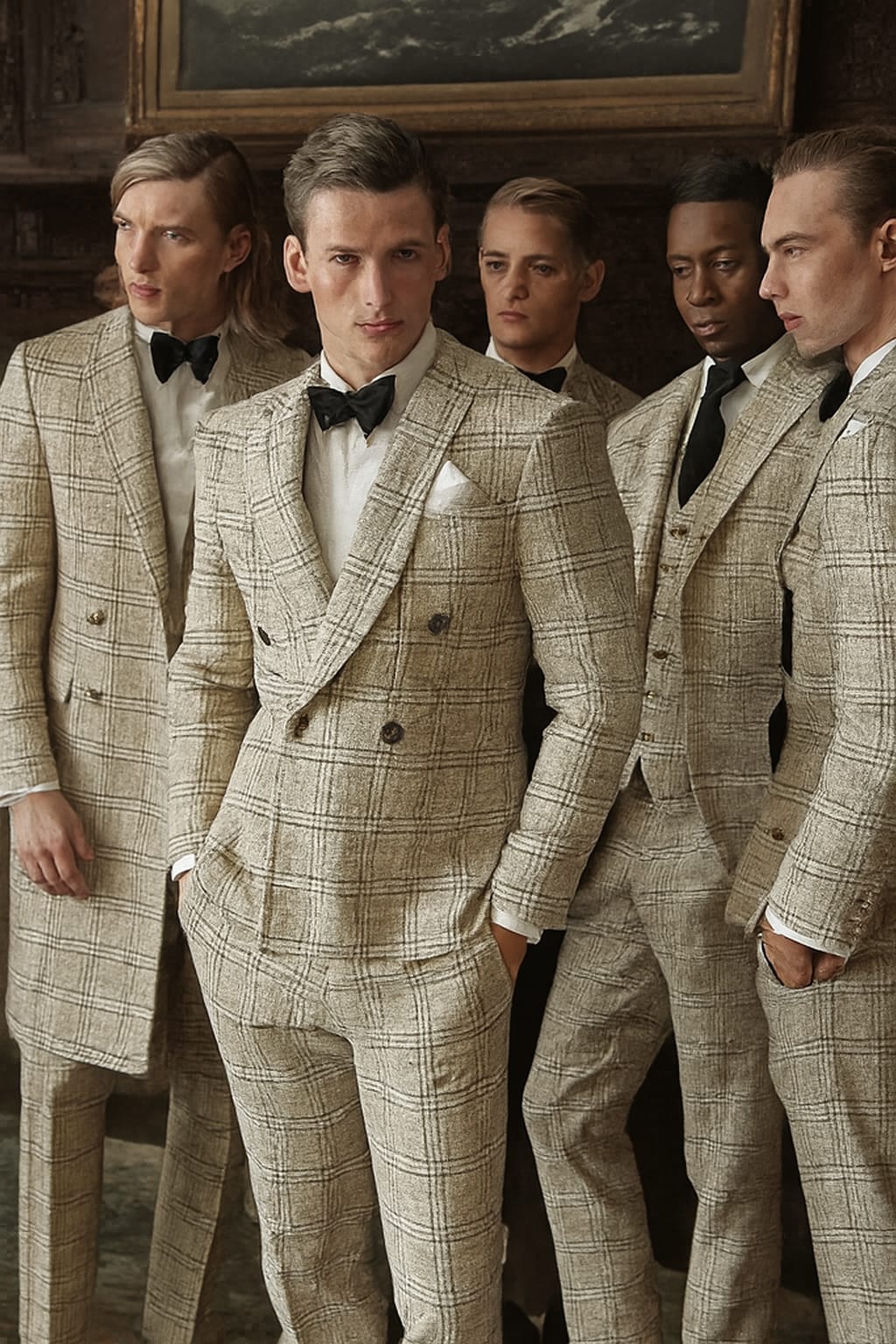 Suiting fabric made in Schöffel ,Italy WOOL X TWEED  cream and brown [16876]