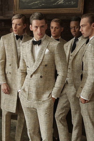 Suiting fabric made in Schöffel ,Italy WOOL X TWEED  cream and brown [16876]