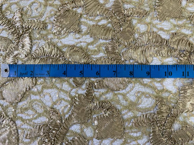 Beautiful Embroidery  LACE fabric GOLD with sequence 58" WIDE