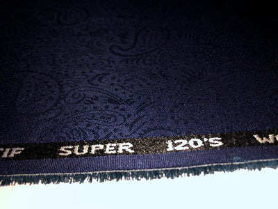 Suiting Superfine Worsted 120S 58" wide NAVY PAISLEY JACQUARD [15607]