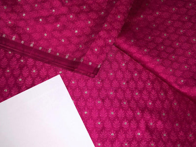Silk Brocade fabric  self jacquard with subtle white gold metallic dots jacquard available in 4 colors ,blue , red x pink ,black and pink BRO1012