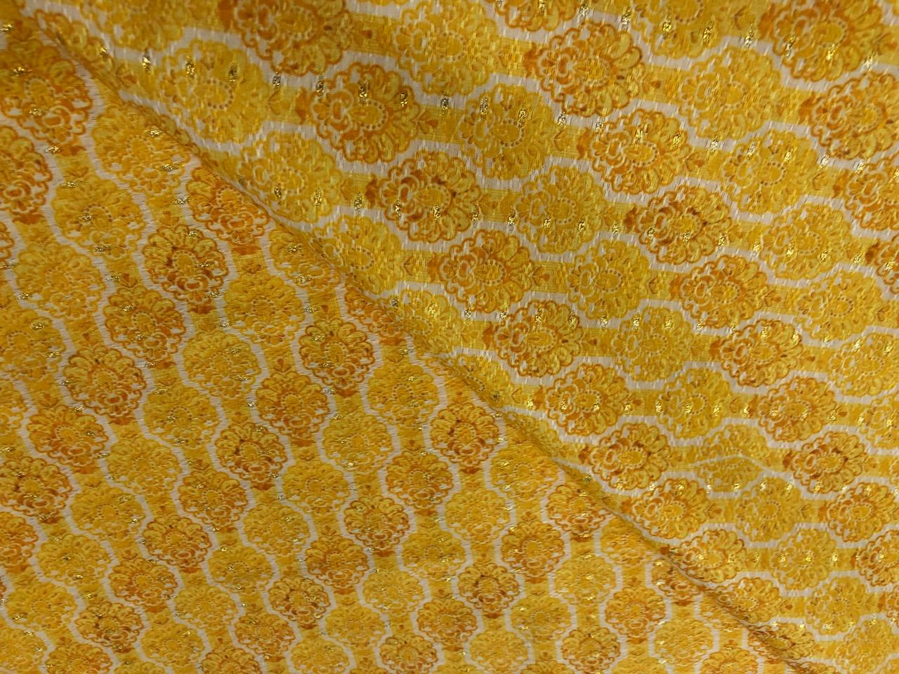 Silk Brocade fabric floral motifs available in 2 colors yellow and green 58" wide BRO1094[1/2]