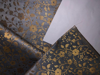 Silk Brocade fabric 44" wide floral Jacquard with metallic gold available in 2 colors BRO938[1/2]