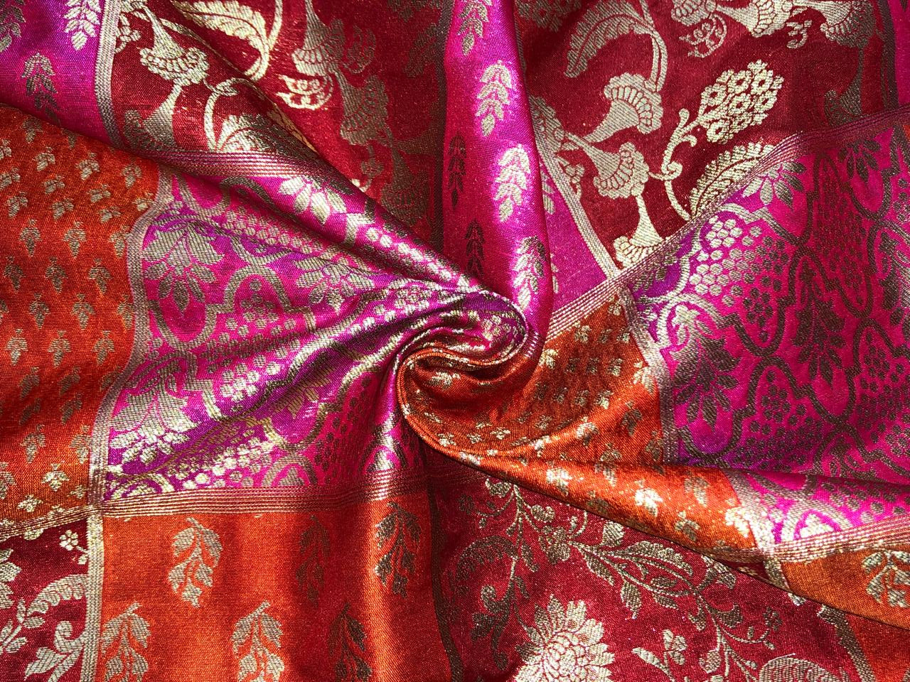 Silk Brocade fabric multi colors of  jacquard BRO1071 available in 8 different color combinations[BRO1071[]