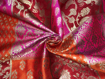 Silk Brocade fabric multi colors of  jacquard BRO1071 available in 8 different color combinations[BRO1071[]