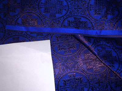 Silk Brocade fabric VESTMENT  jacquard BLUE X COPPER BRO1006[3]