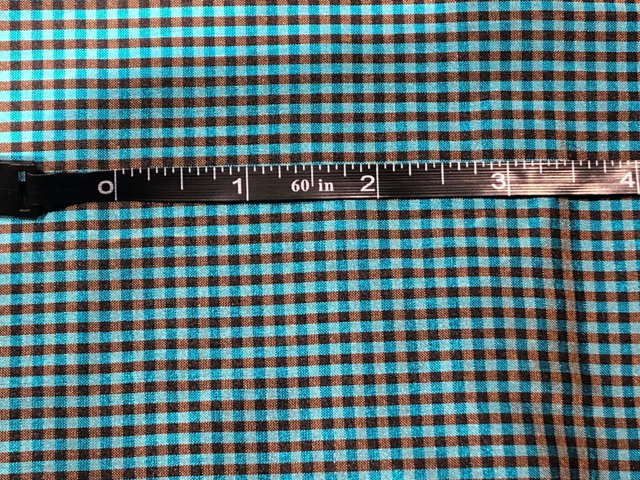 100% silk dupion  Plaids fabric teal blue and mustard gold  DUPNEWC30[2]