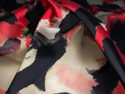 100% Silk Taffeta Jacquard Fabric gold with red and black spray paint effect jacquard  54" wide TAFJACNEW25