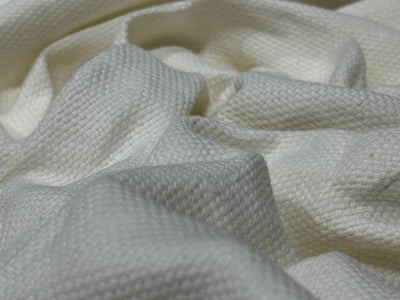 Linen Cotton fabric basket weave Ivory colour 54" wide [17787]