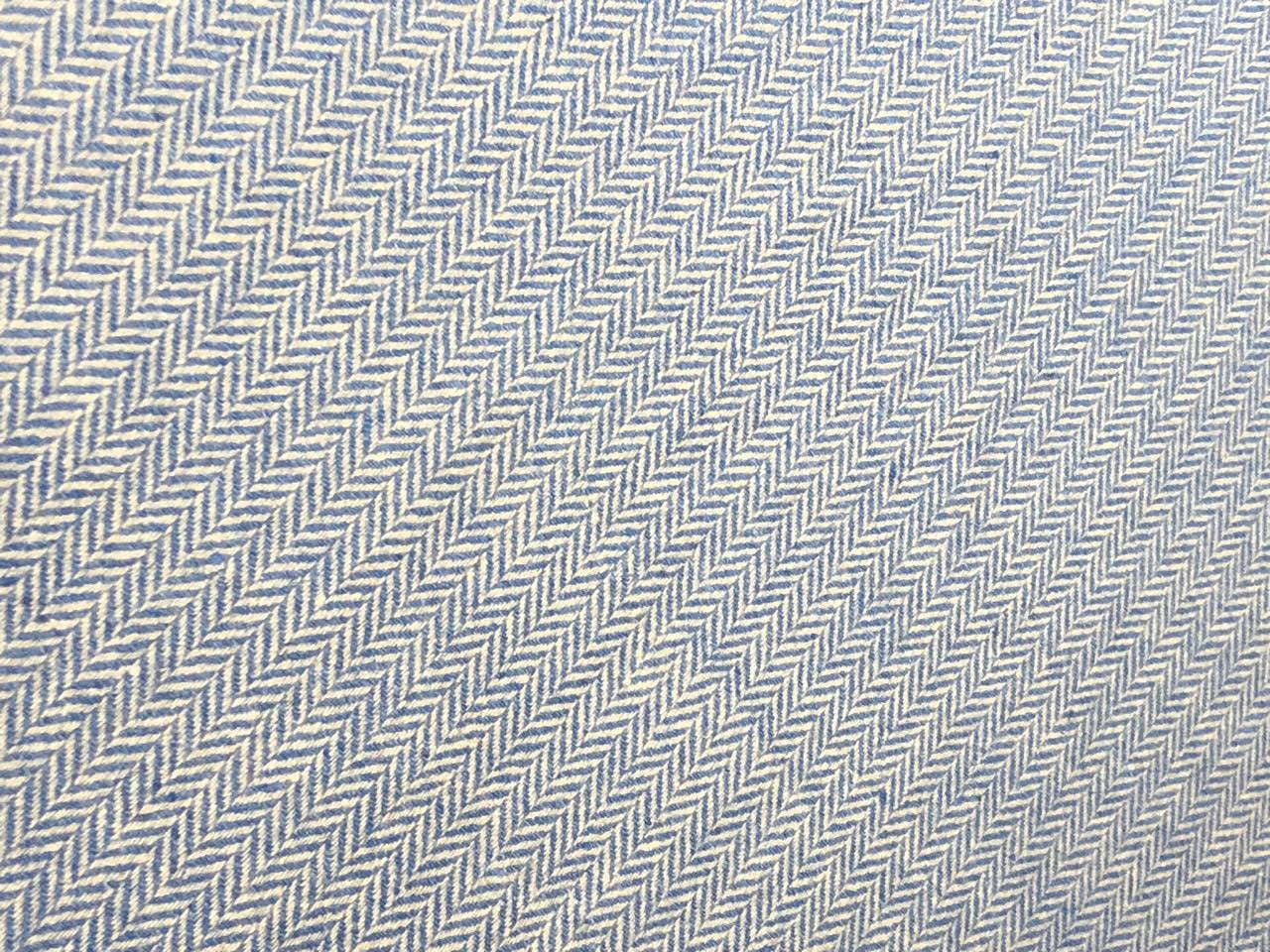 Suiting blended viscose ,poly, acrylic blue and white zig zag 58" wide [17717]