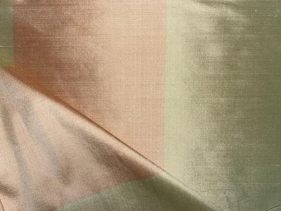 Silk Dupioni Fabric Peach X DARK Cream Color Stripes 108"/54" WIDE DUPS57[2]