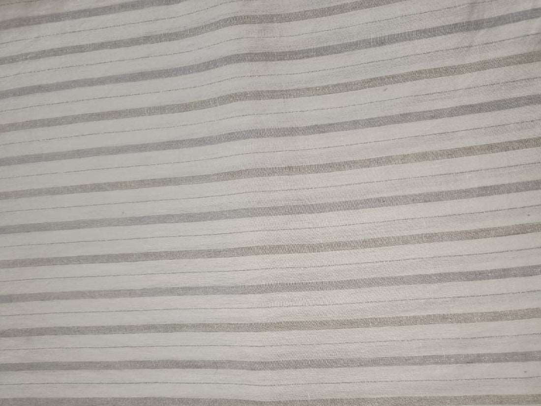 100 % pure linen fabric ivory colour with ivory stripes 58&quot; wide
