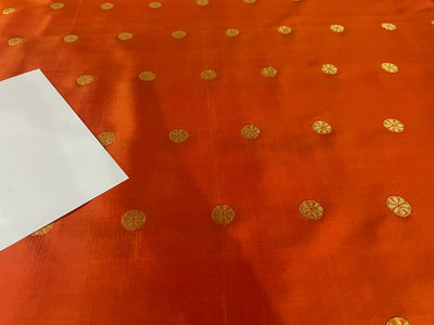 Pure Silk fabric with MOTIF jacquard design 44" WIDE available in 2 colors orange and pink x blue[15507/15531]