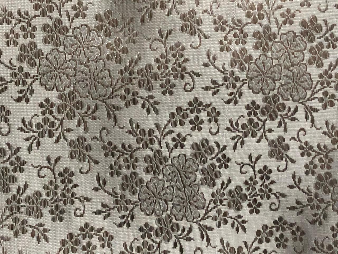 Silk Brocade fabric 44" wide available in 2 colors ivory and powder blue BRO924A[1/2]