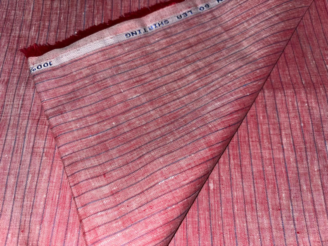 100% Linen stripe 60's Lea Fabric red and blue stripe58" wide [17193]