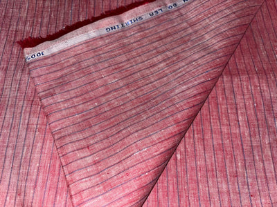 100% Linen stripe 60's Lea Fabric red and blue stripe58" wide [17193]