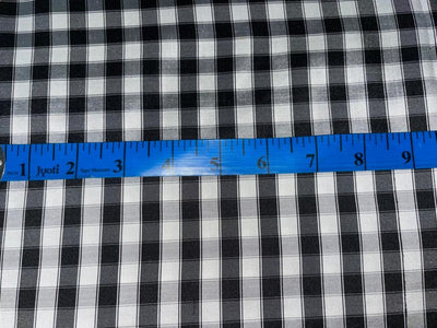 100% silk dupion Black and White  Plaids fabric 54" wide DUPNEWC26[1]