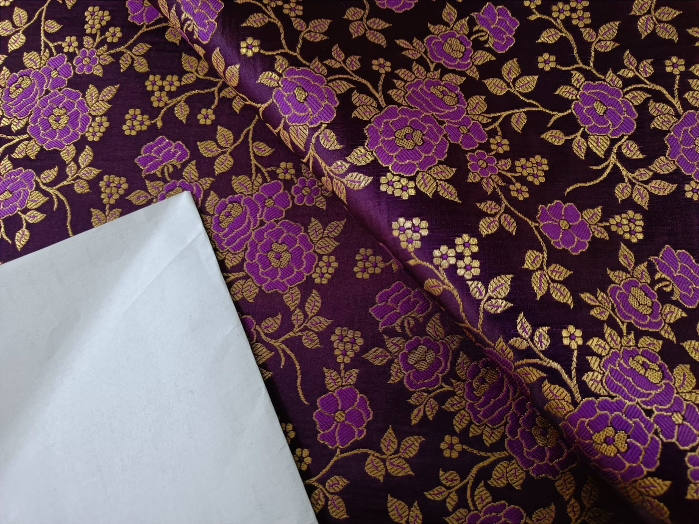 Silk Brocade fabric available in 3 colors egg plant, ink blue and green color 44" WIDE BRO899[1,2.3]