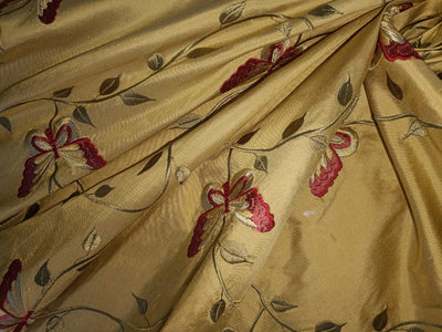 Silk dupioni rich gold embroidery -butterflies  54" DUP#E46