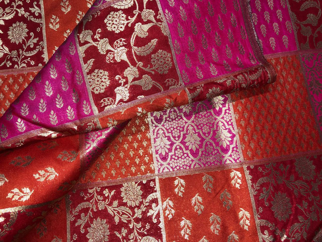 Silk Brocade fabric multi colors of  jacquard BRO1071 available in 8 different color combinations[BRO1071[]
