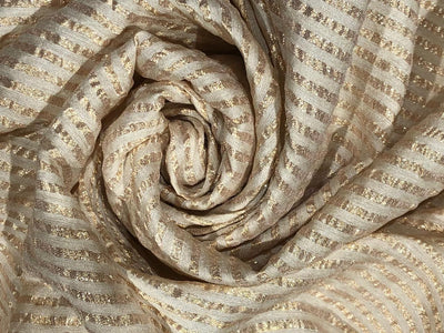 SILK  Crushed MUGA SILK TISSUE STRIPES GOLD [17709]