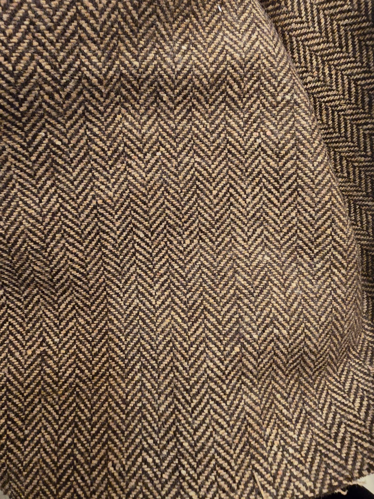 Tweed Suiting Heavy weight premium Fabric beige and brown Plaids 58" wide [12984]