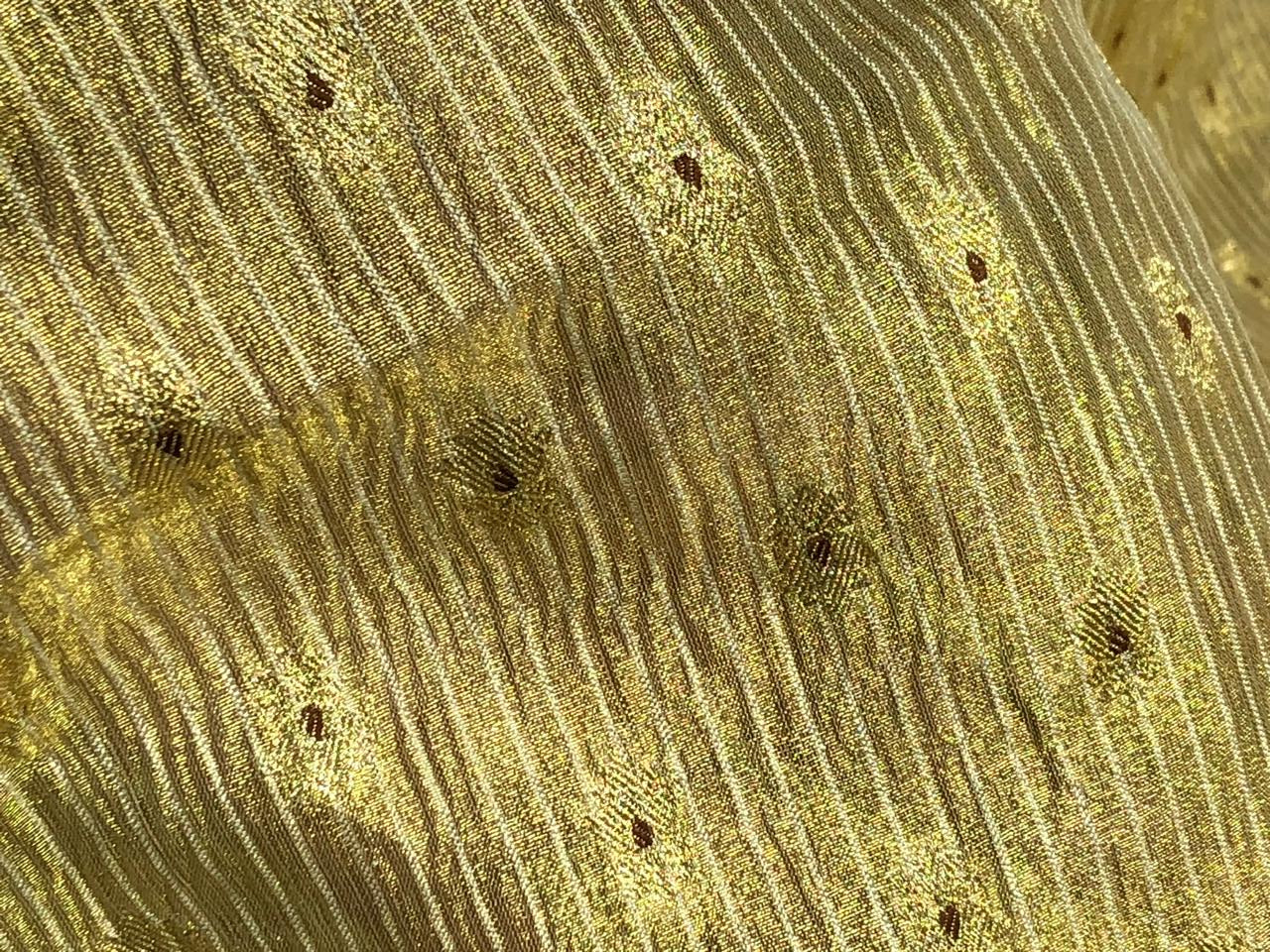 Tissue Crushed sheer mina MOTIF jacquard fabric 44"wide available in 3 colors gold, silver gold and silver grey[18254/55/56/57]