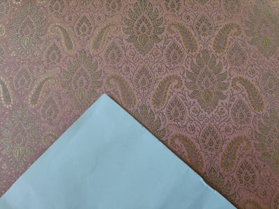 Silk Brocade fabric available in four colors Pink /Peach/lilac X metallic gold color 44" wide BRO887
