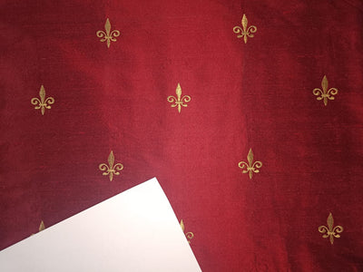 Silk dupioni embroidery  blood red with gold motif DUP#E48