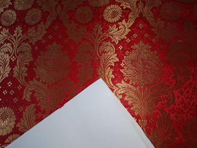 Silk Brocade Fabric RED x metallic gold color 44" wide BRO709[5]