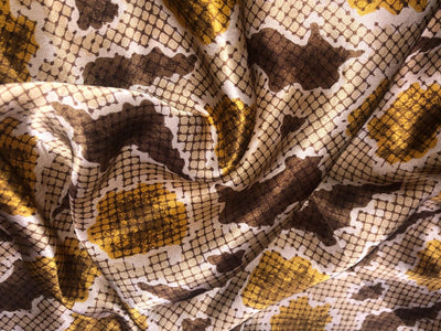 100% Pure Silk Satin 80 grams 54"Wide Fabric abstract print  available in 2 colors black and brown  [18285/86]