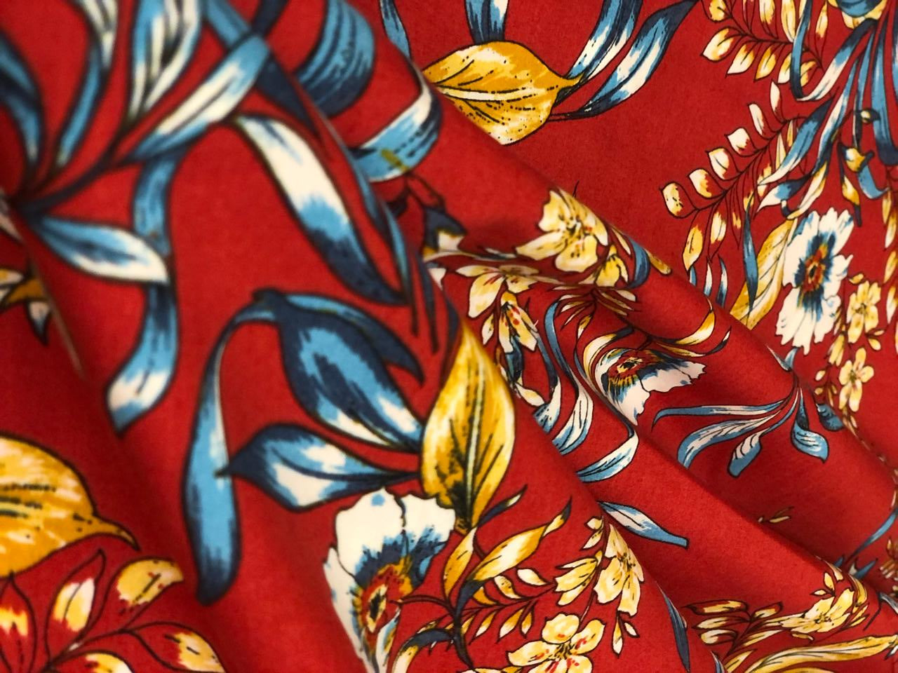 100% Cotton available in 2 prints and colors  print 58" wide red floral and indigo floral [18623/24]