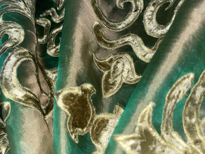 Silk Organza with velvet embroidery available in 2 colors [brown and green 9626/9627]