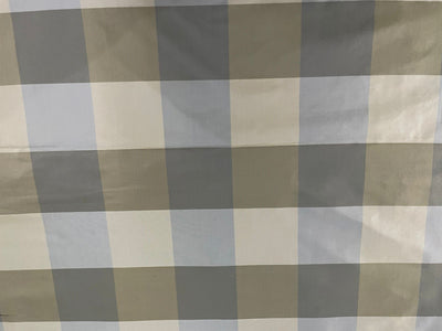 100% Silk Taffeta Green gold and Greys plaid 54" wide TAF#C22[3]
