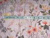 100% Linen LILAC with colorful floral print  Fabric 44" wide [15421]