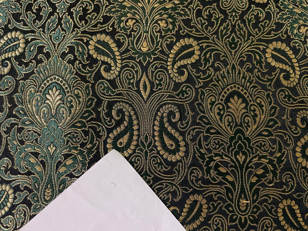 Silk Brocade Fabric Metallic Gold,Green & Black color 34" wide BRO273[3]