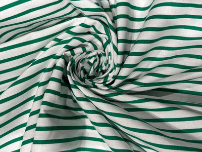 100% Cotton Poplin 58" wide green and white  stripes  [17795]