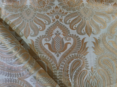 SILK BROCADE FABRIC Cream &amp; Metallic GOLD COLOR BRO240[1]