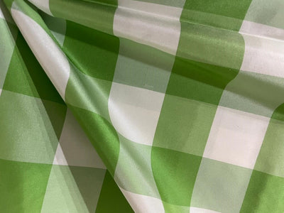 100% PURE SILK TAFFETA FABRIC GREEN IVORY PLAIDS 54&quot;wide TAFC65[1]