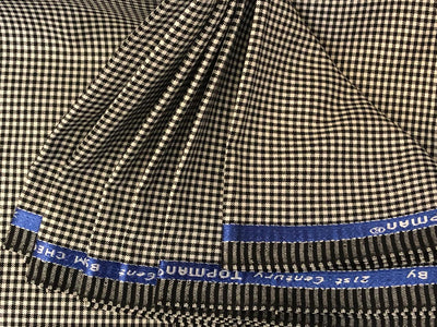 SUITING PLAIDS POLYESTER VISCOSE 58"hounds tooth available in 2 sizes 3 mm and 4 mm [18318/19]