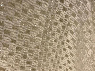 Cotton x jute fancy LACE overlay fabric intricate woven pattern with silver lurex [18635]