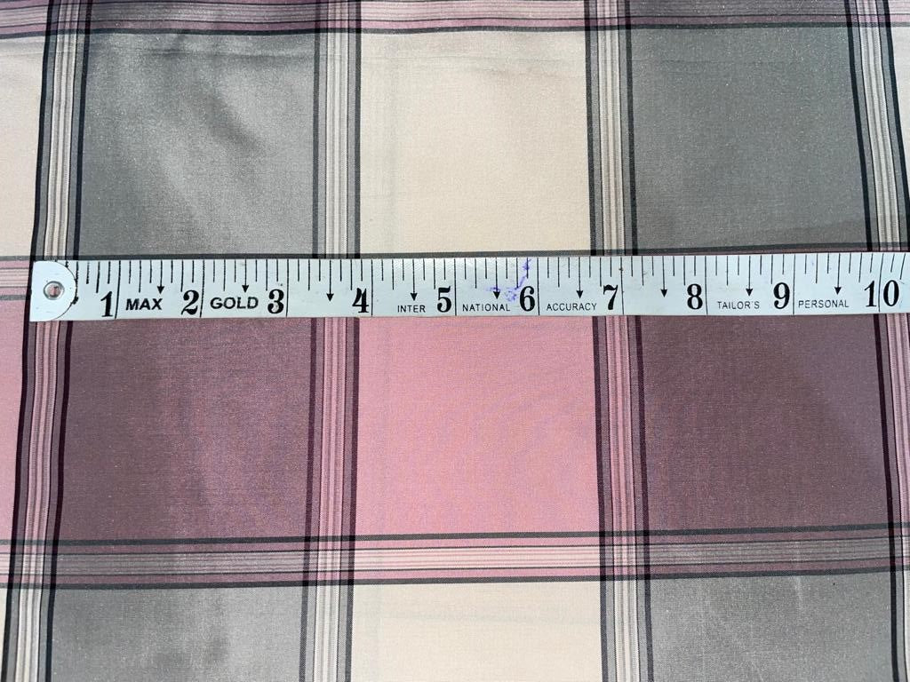 SILK TAFFETA FABRIC Light pastel PINKS AND GREYS  colour plaids 54 TAFC25[3]