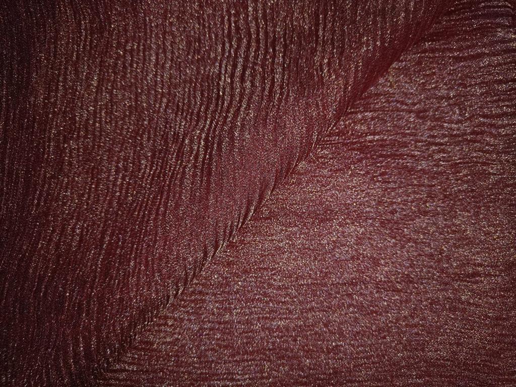 Metallic tissue organza Crinkled [crushed] fabric 32" wide available in three colors [dark brown rust x copper salmon]