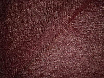 Silk Metallic tissue organza Crinkled [crushed] fabric 32" wide available in three colors [dark brown rust x copper salmon]