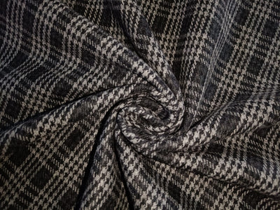 Tweed Suiting Heavy weight premium Fabric black and grey Plaids 58" wide [12983]